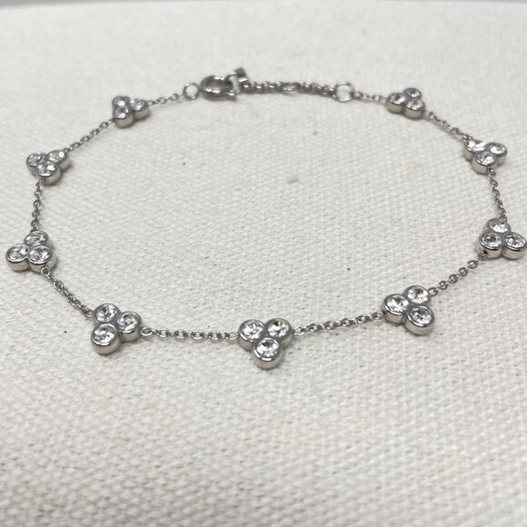 Fossil Vintage‎ Glitz Dot Cluster Silver-Tone Bracelet Dainty Minimal Simple - Picture 1 of 10